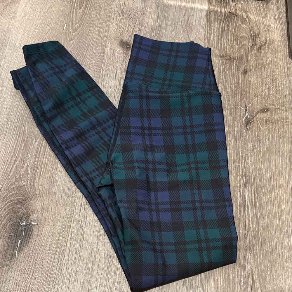 Beach Riot Black and Green Plaid Leggings